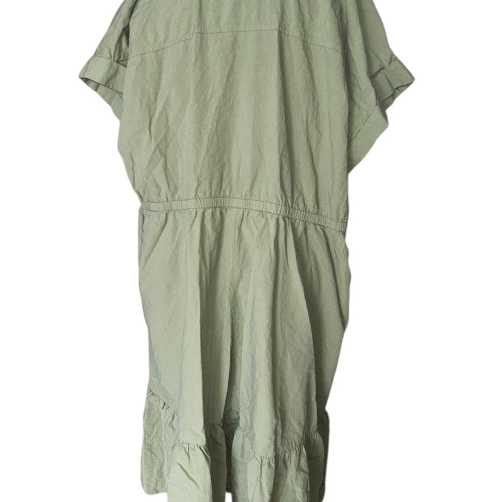 Olive Green Women's Button-Up Dress - Picture 4 of 9